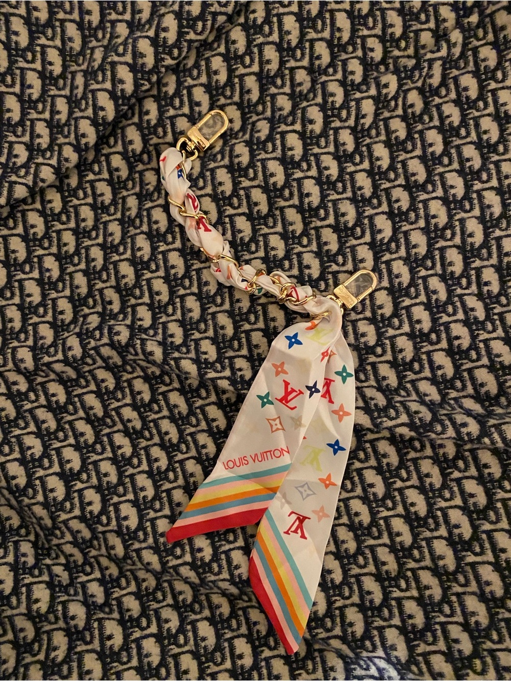 Louis Vuitton  Inspired Rainbow Monogram Twilly Chain Strap Charm